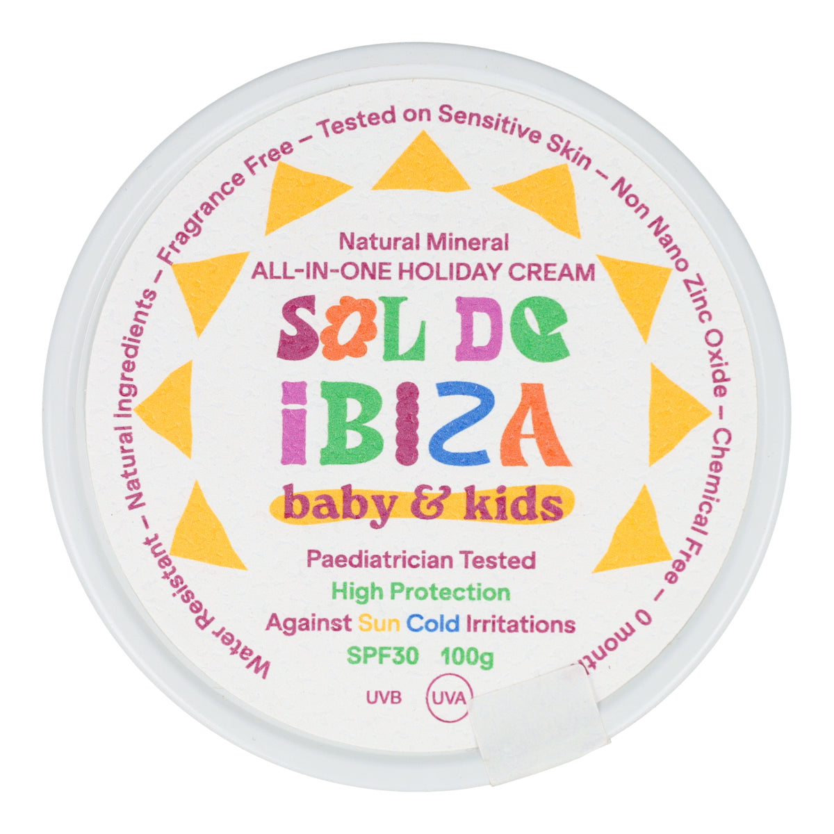 All-in-one sun cream for babies aged 0 months, SPF 30, Sol de Ibiza Organic, 100 g