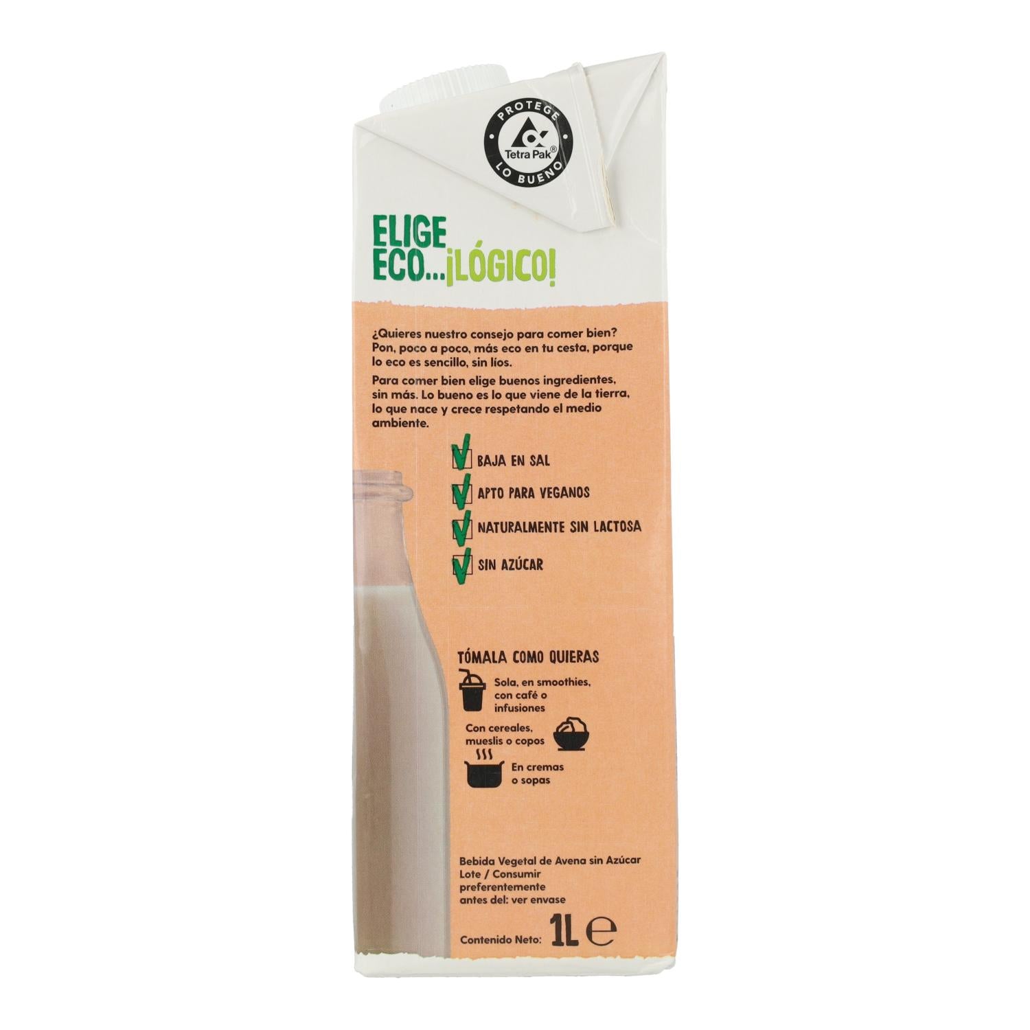 Bebida Vegetal de Avena 0% Azúcar Bio Ecocesta 1L