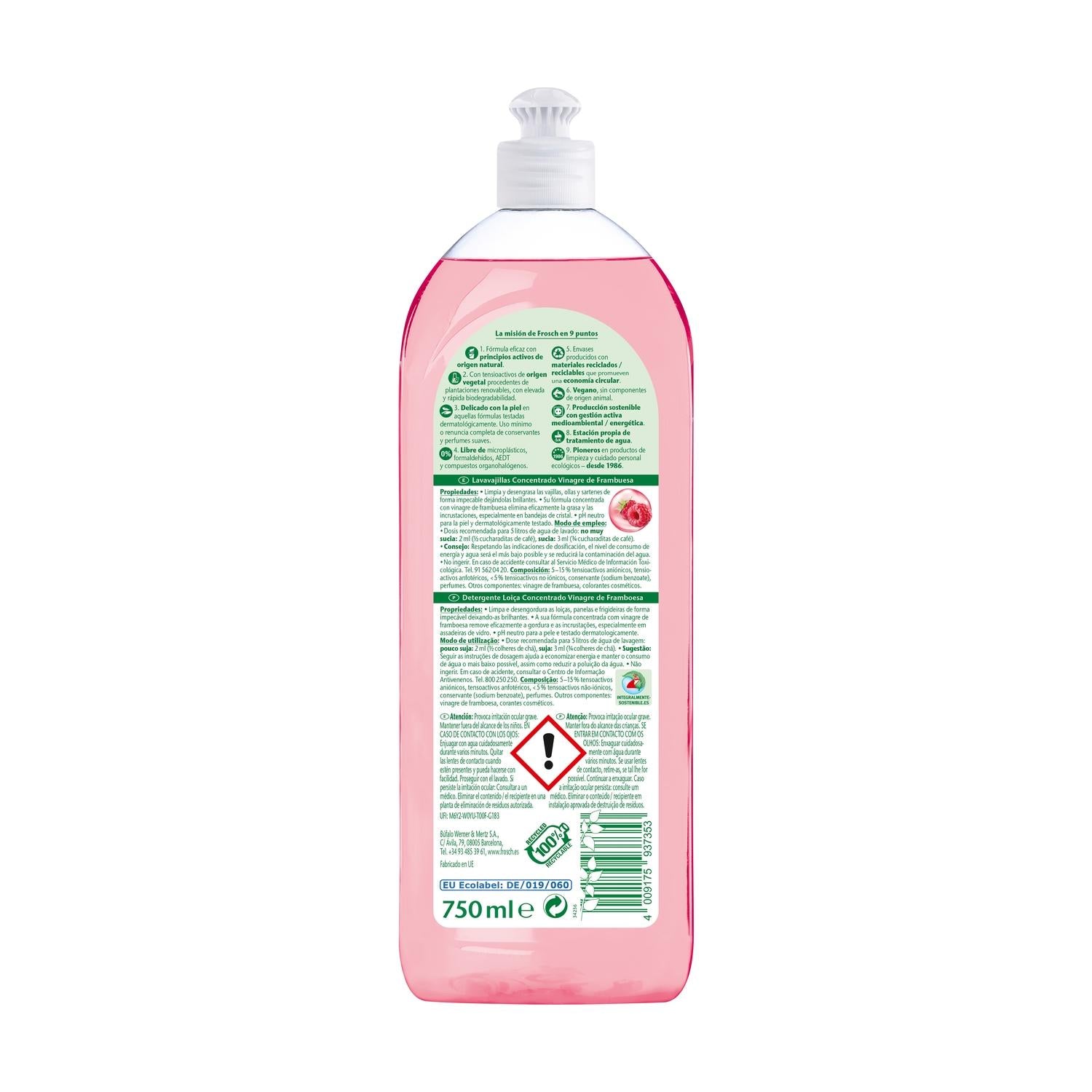 Lavavajillas frambuesa Frosch 750 ml