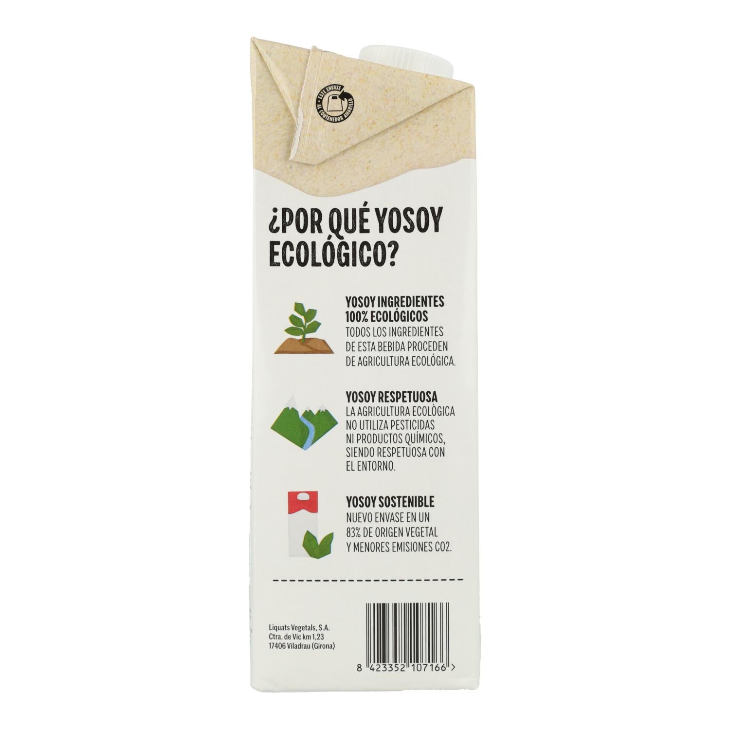 Bebida de Avena 0% Azúcares Bio Yosoy Ecológica 1 L