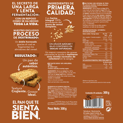 Pack of 2x Santiveri Traditional Dextrin Bread 300 g
