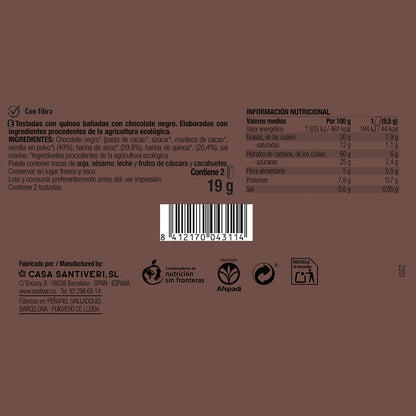 Crunchy toast with quinoa and organic dark chocolate 3x57 g