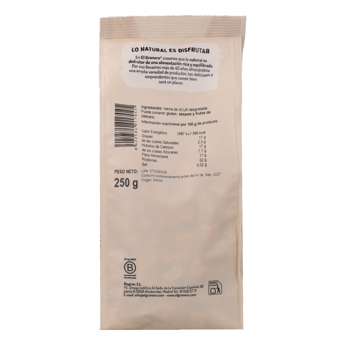 El Granero Coarse Textured Soya 250 g