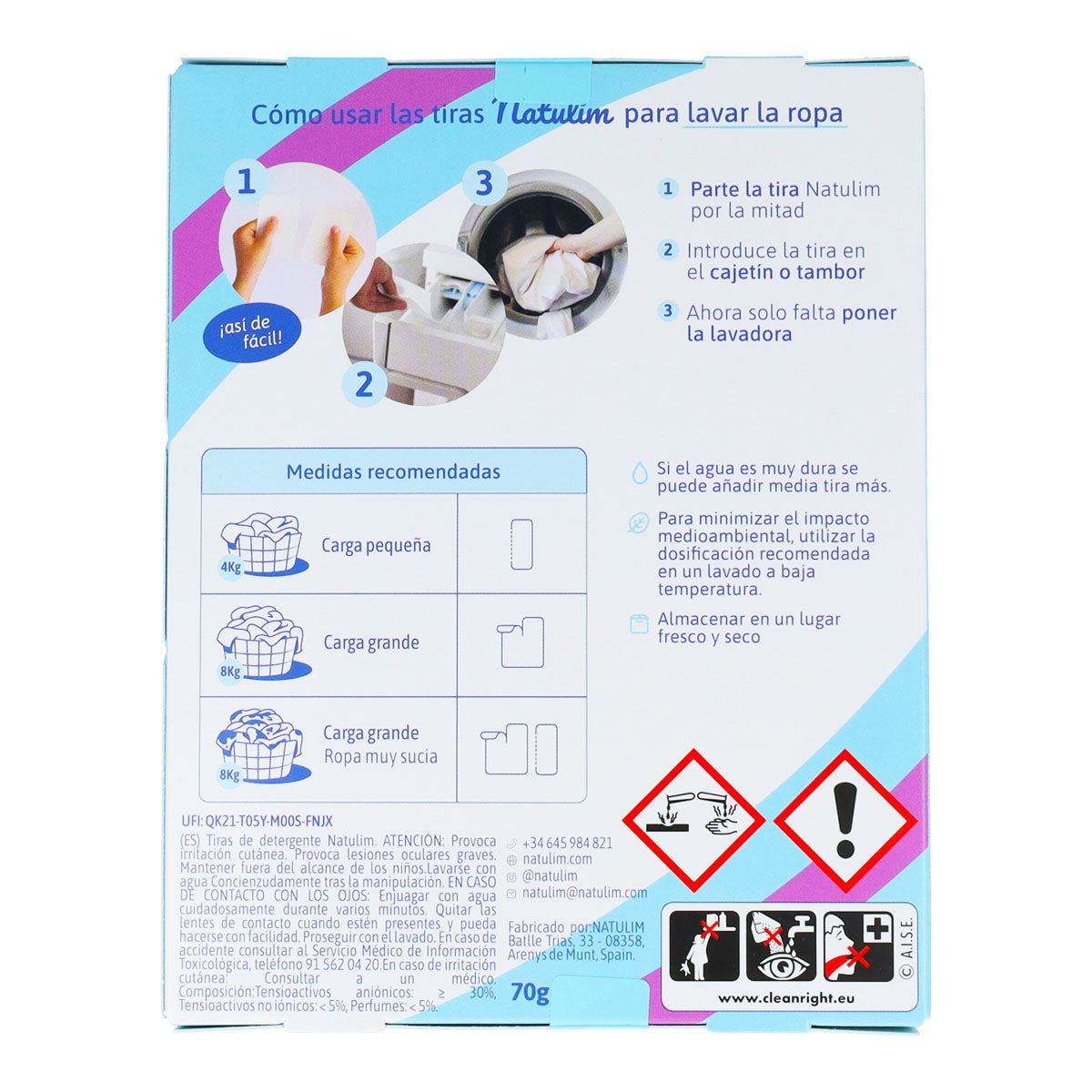 Eco Tiras de Lavar lavanda, Natulim, 40 lavados