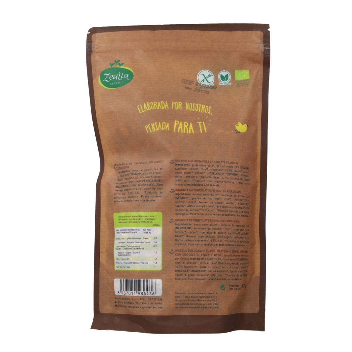 Zealia Organic Gluten-Free Chocolate Granola 300 g