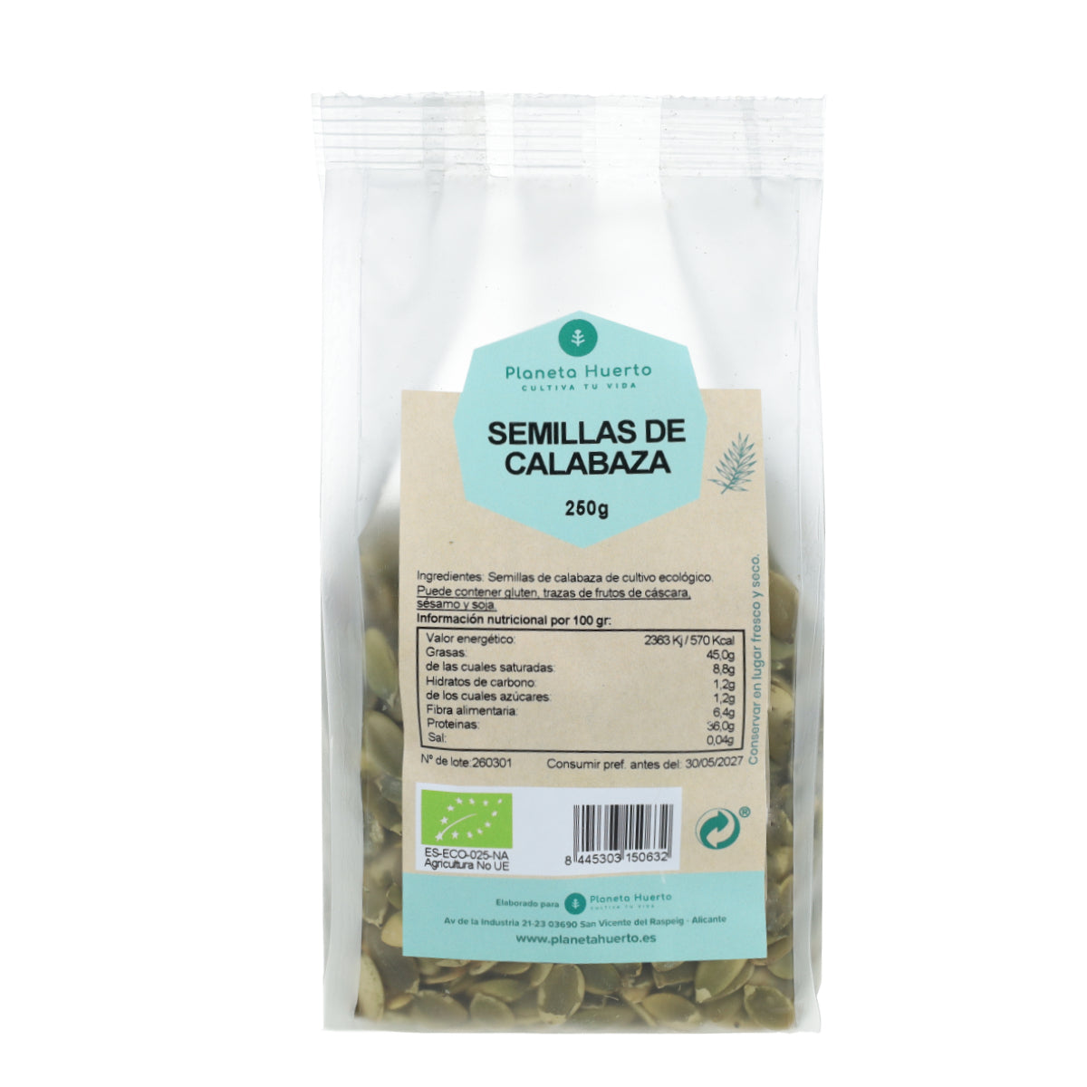 ECO Pumpkin seeds Planeta Huerto 250 g