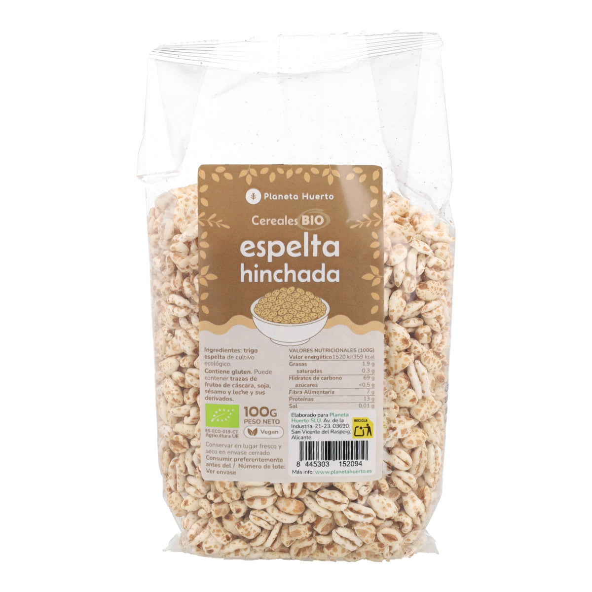 Spelt wheat puffed ECO Planeta Huerto 100 g