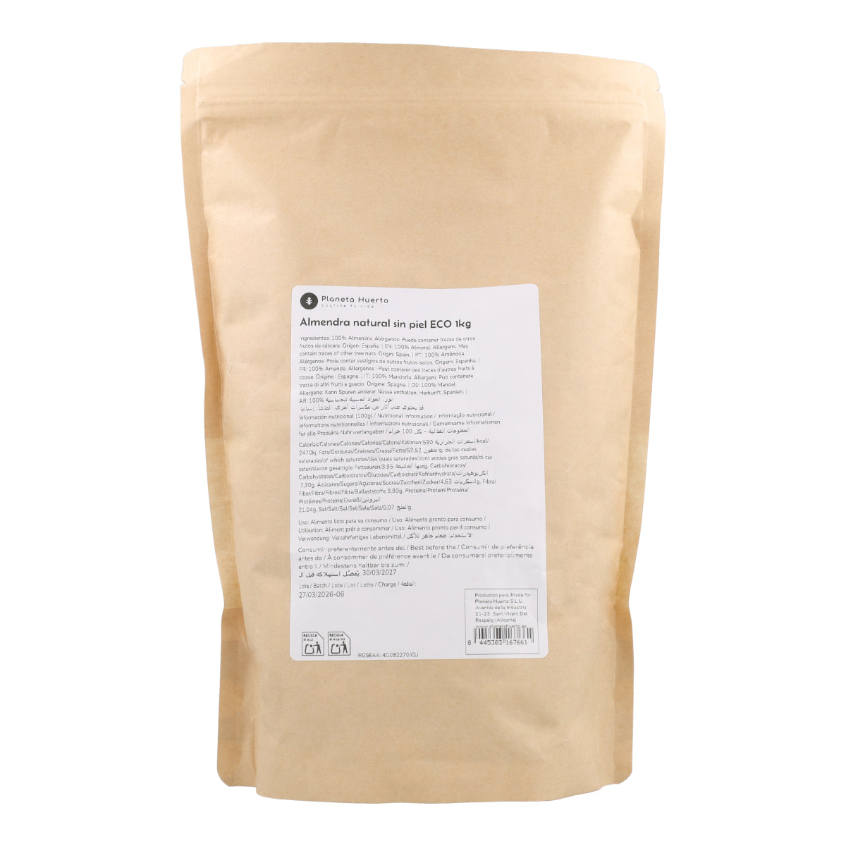 Blanched almonds ECO Planeta Huerto 1 kg