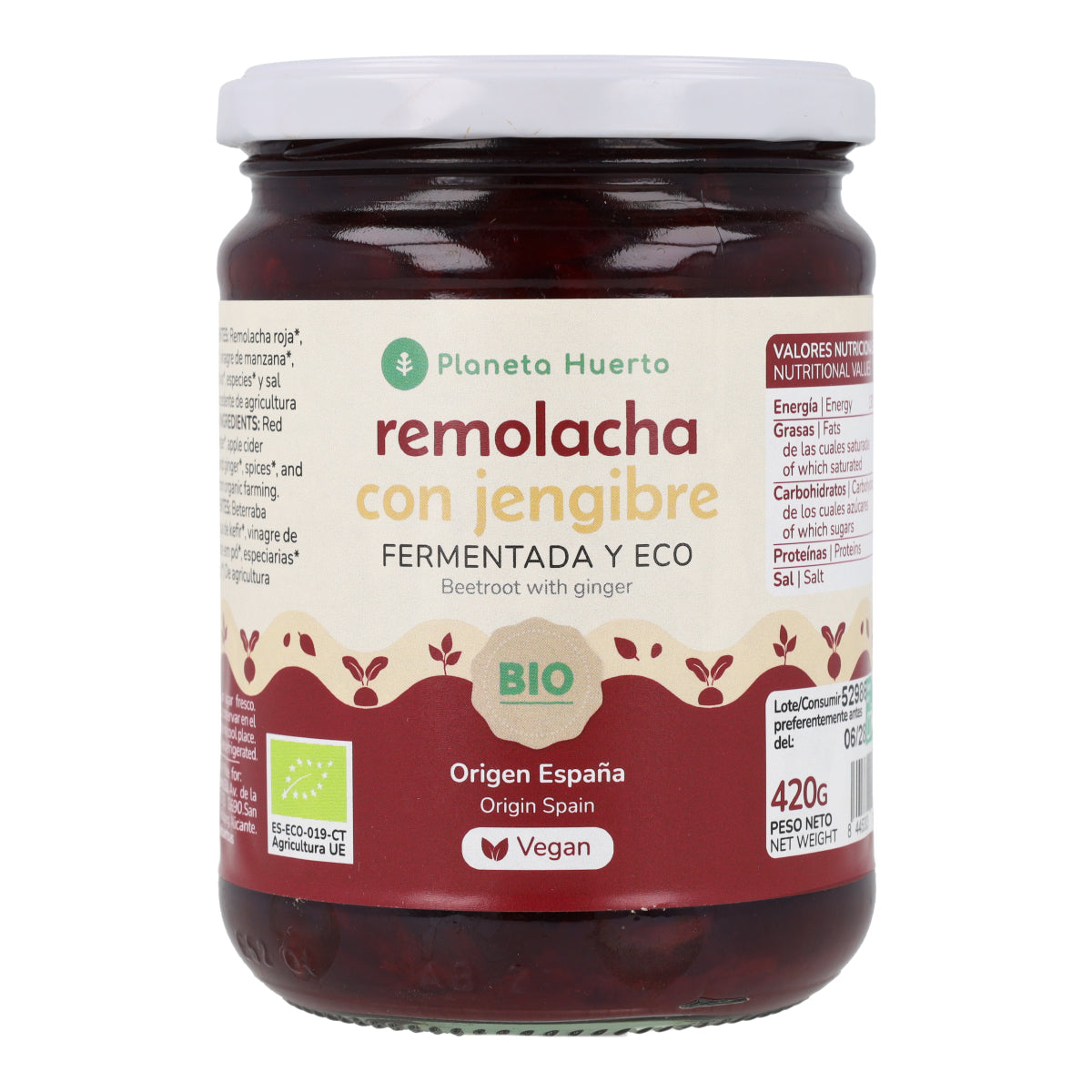 Fermented beetroot with ginger Eco Planeta Huerto 420 g