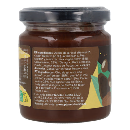 Hazelnut and cocoa cream with no added sugars ECO Planeta Huerto 230 g