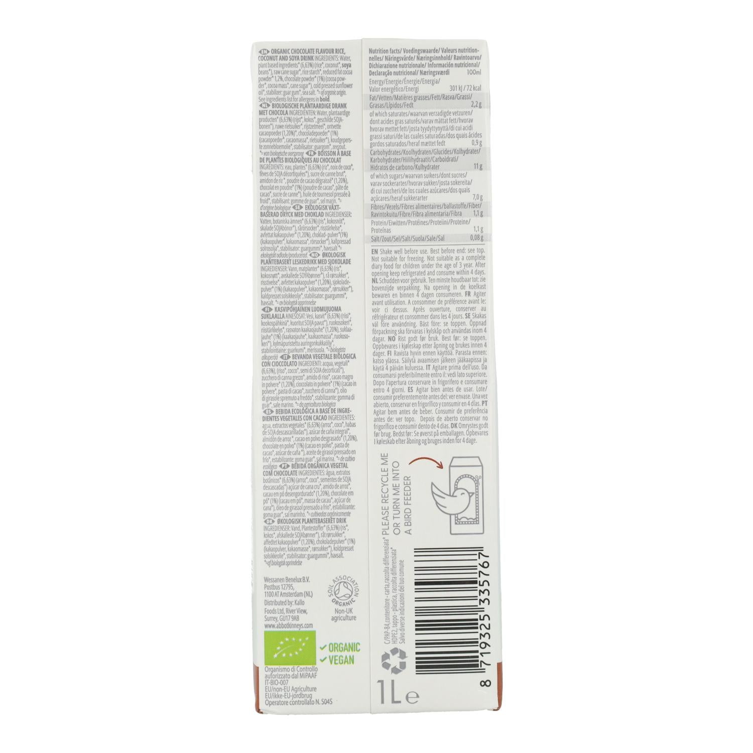 Bebida Vegetal Best Of Plants chocolate (coco, soja y arroz) Bio Abbot Kinney 1