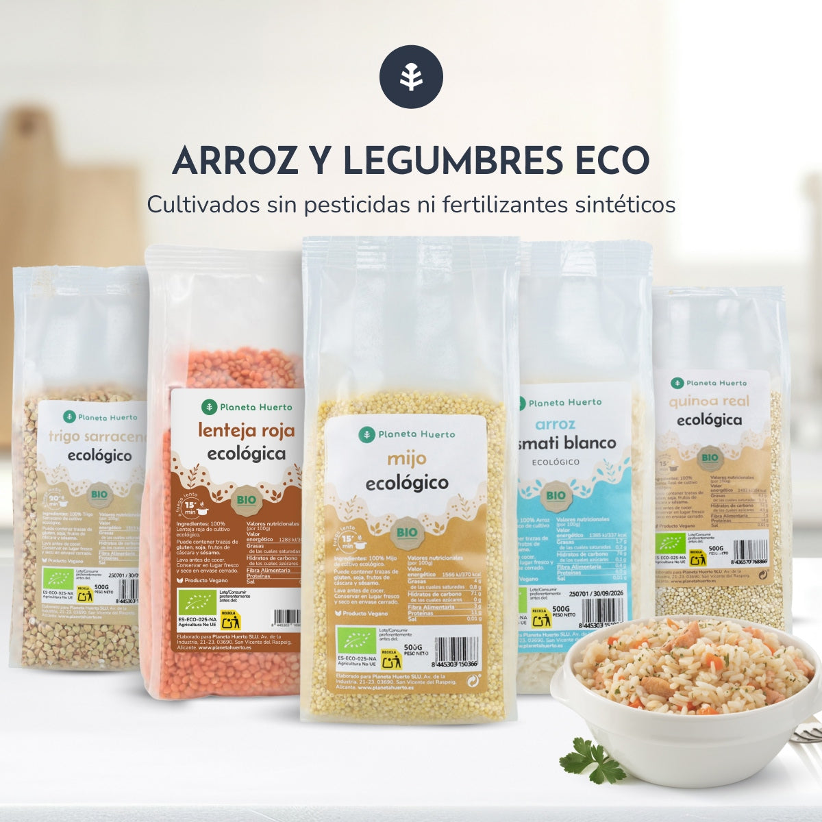 Pack 2x Arroz Basmati integral ECO Planeta Huerto 500 g