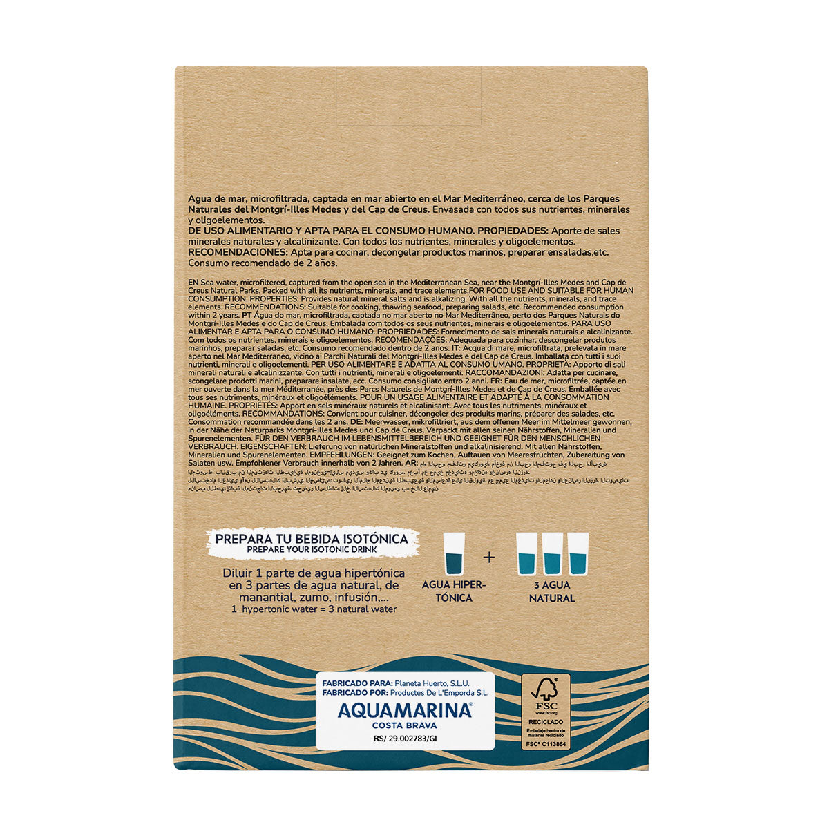 Agua De Mar Hipertónica Planeta Huerto 5 L