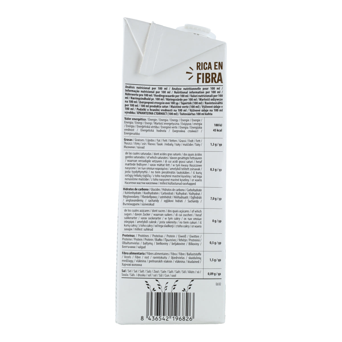NaturGreen Organic Wholemeal Oat Drink 0% Sugar 1 L