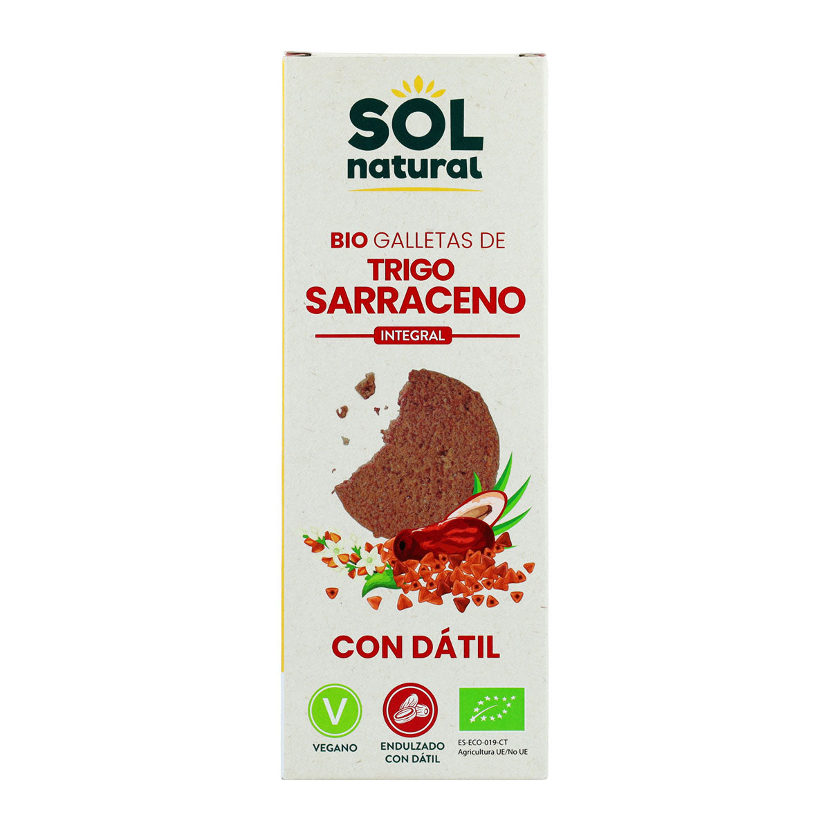 Whole Buckwheat Biscuits Sweetened with Organic Dates Sol Natural 170 g