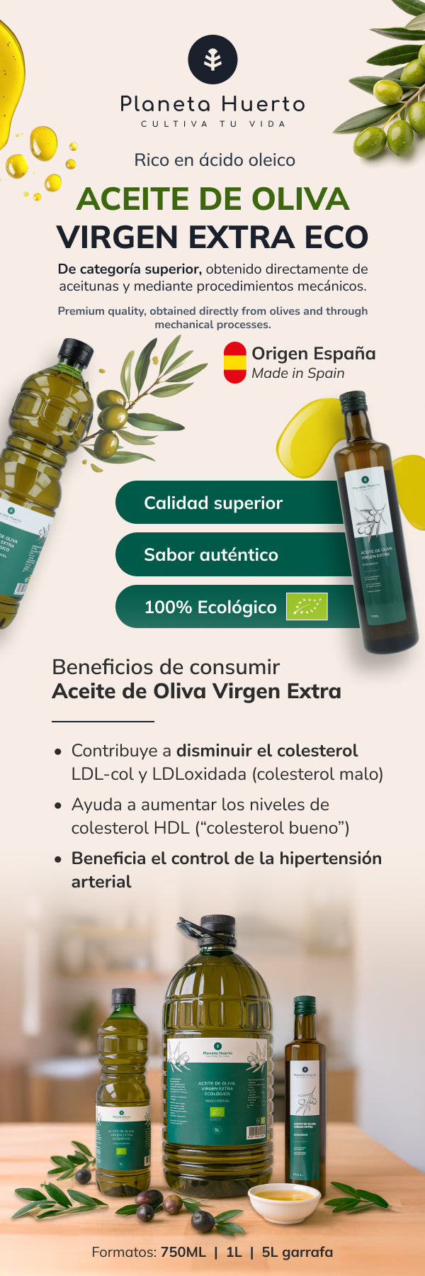 Extra Virgin Olive Oil ECO Planeta Huerto 5 L