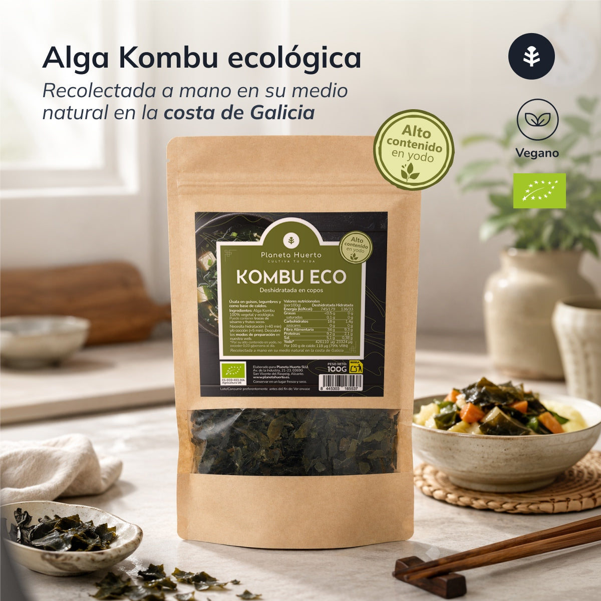 Kombu seaweed flakes ECO Planeta Huerto 100 g