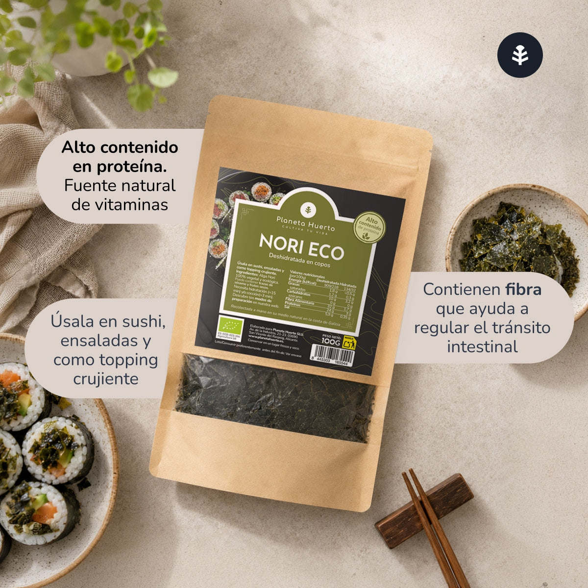 Nori seaweed flakes ECO Planeta Huerto 100 g