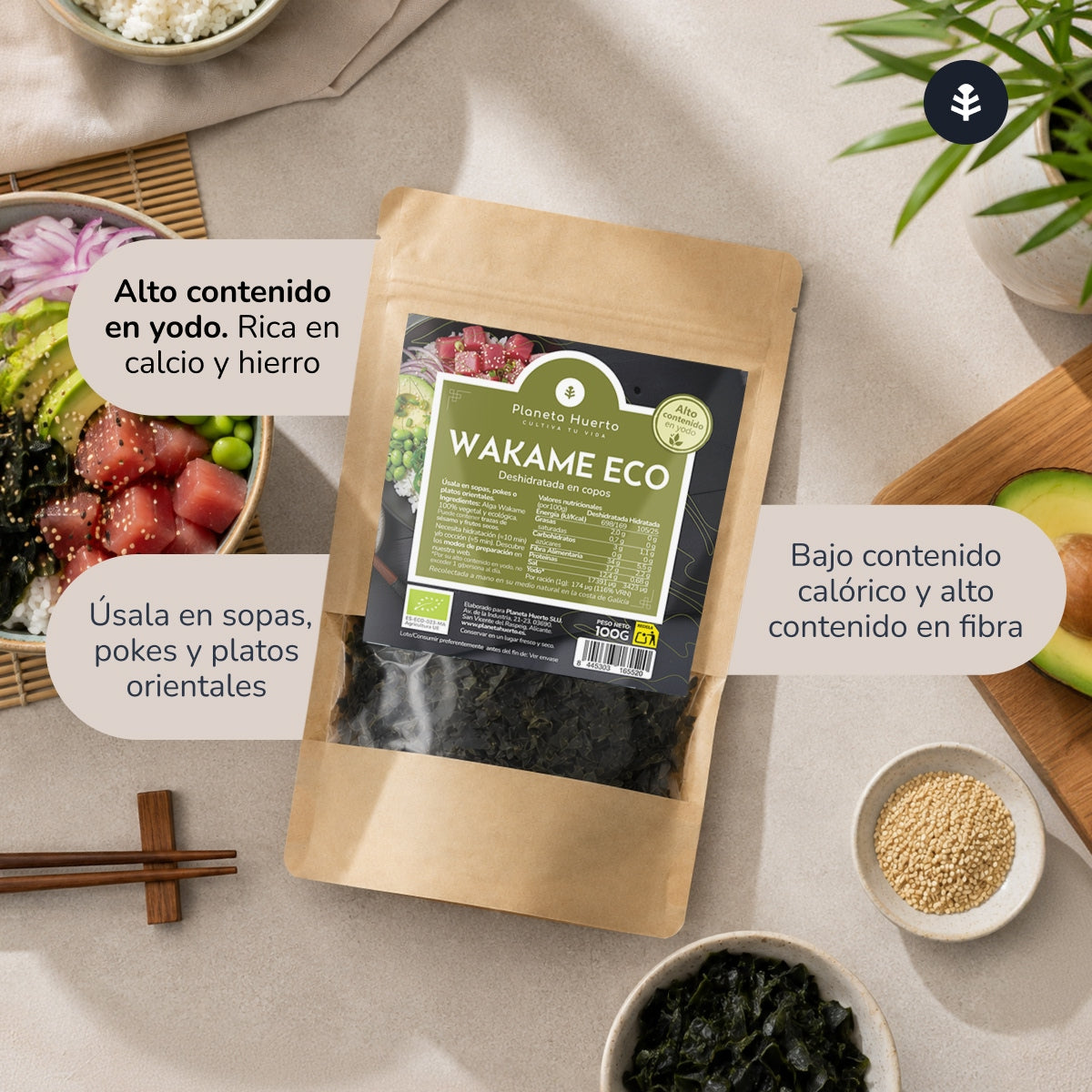 Wakame seaweed flakes ECO Planeta Huerto 100 g
