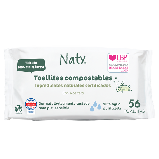 Naty Aloe Vera Wipes, 56 units