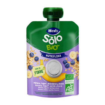 Nutri Flora sachet, banana, blueberry, yoghurt and oat flavour, 100 g Hero Solo