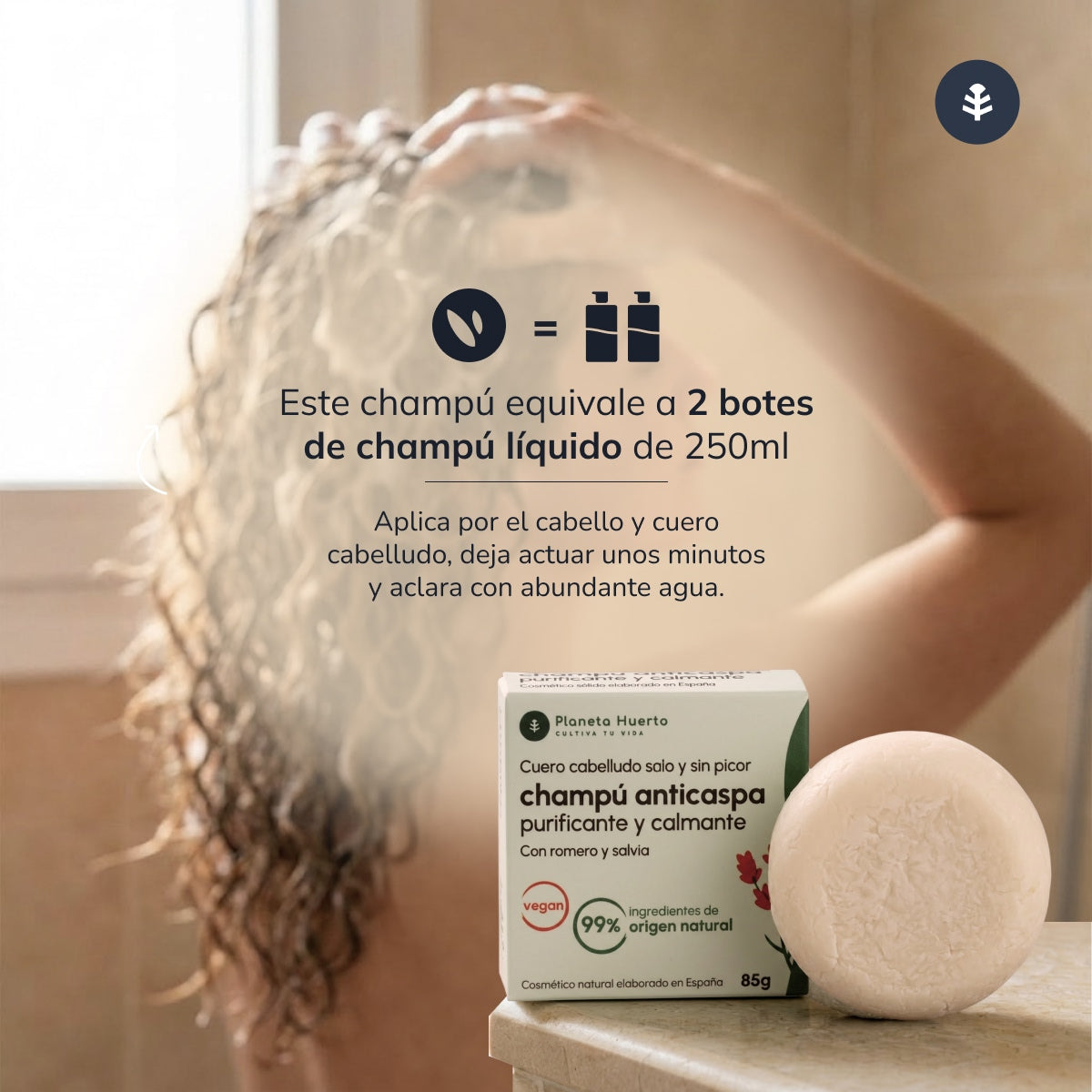 Solid Anti-Dandruff Shampoo with Rosemary and Sage Planeta Huerto 85 g