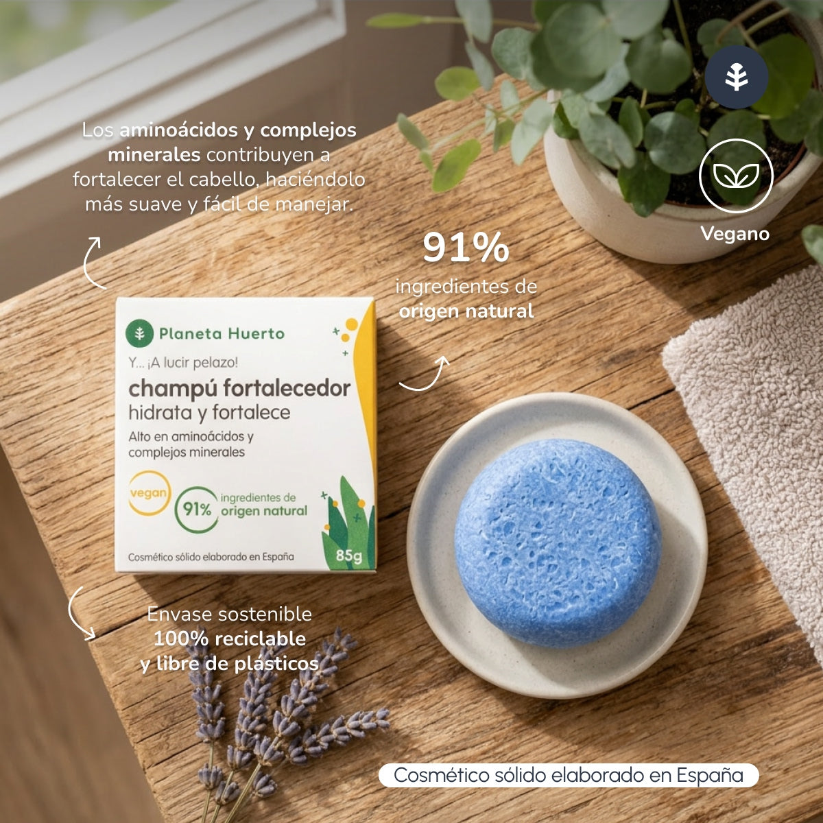 Solid Strengthening Shampoo with Amino Acids Planeta Huerto 85 g