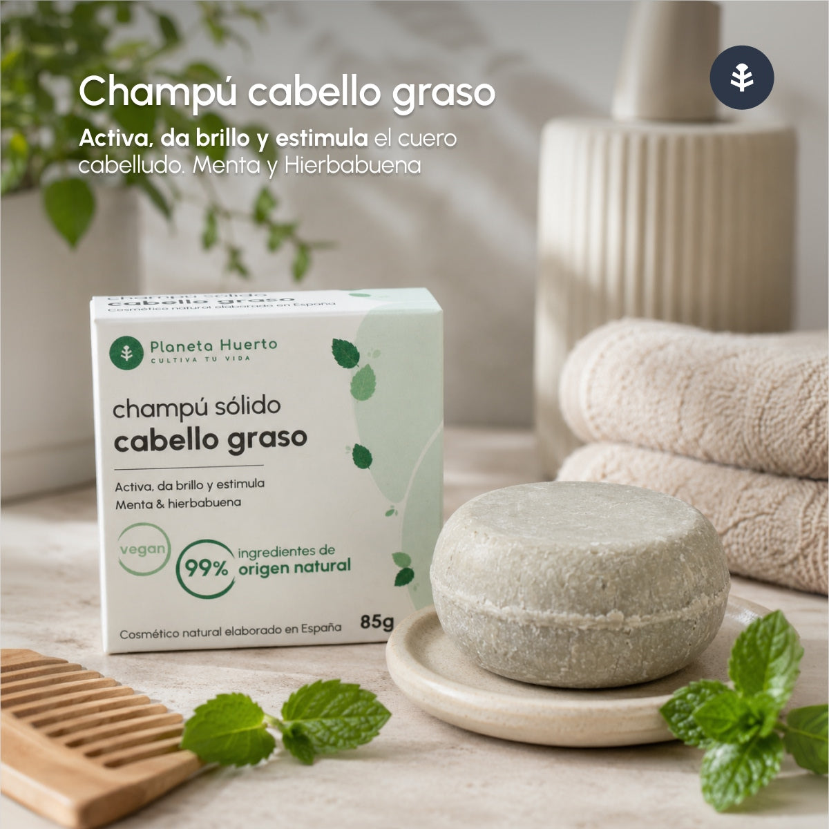 Planeta Huerto Mint Anti-grease solid shampoo 85 g