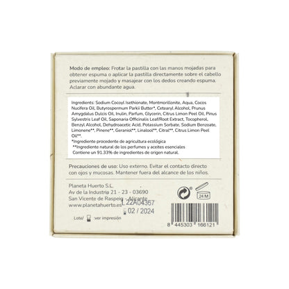 Planeta Huerto coconut and almond repairing solid shampoo 85 g