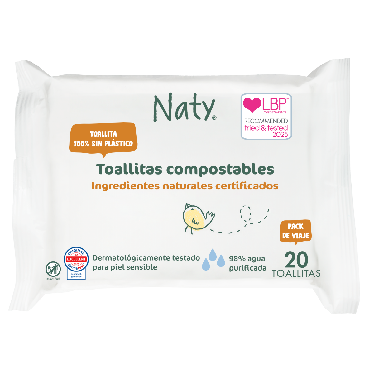 Naty travel-size wipes, 20 pcs