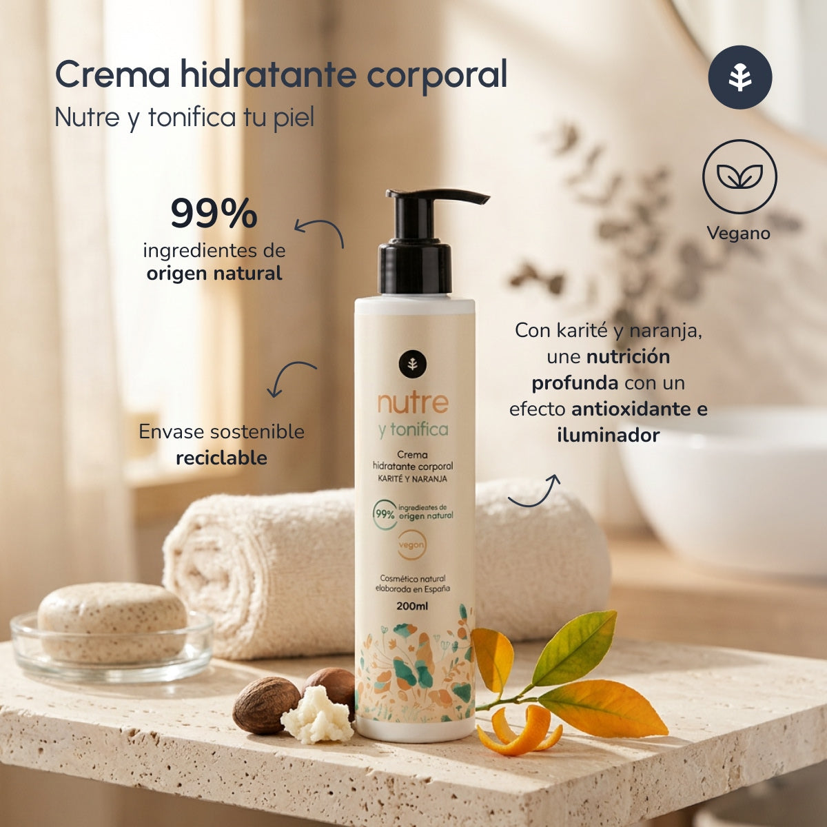 Shea Butter and Orange Body Moisturising Cream Planeta Huerto 200 ml