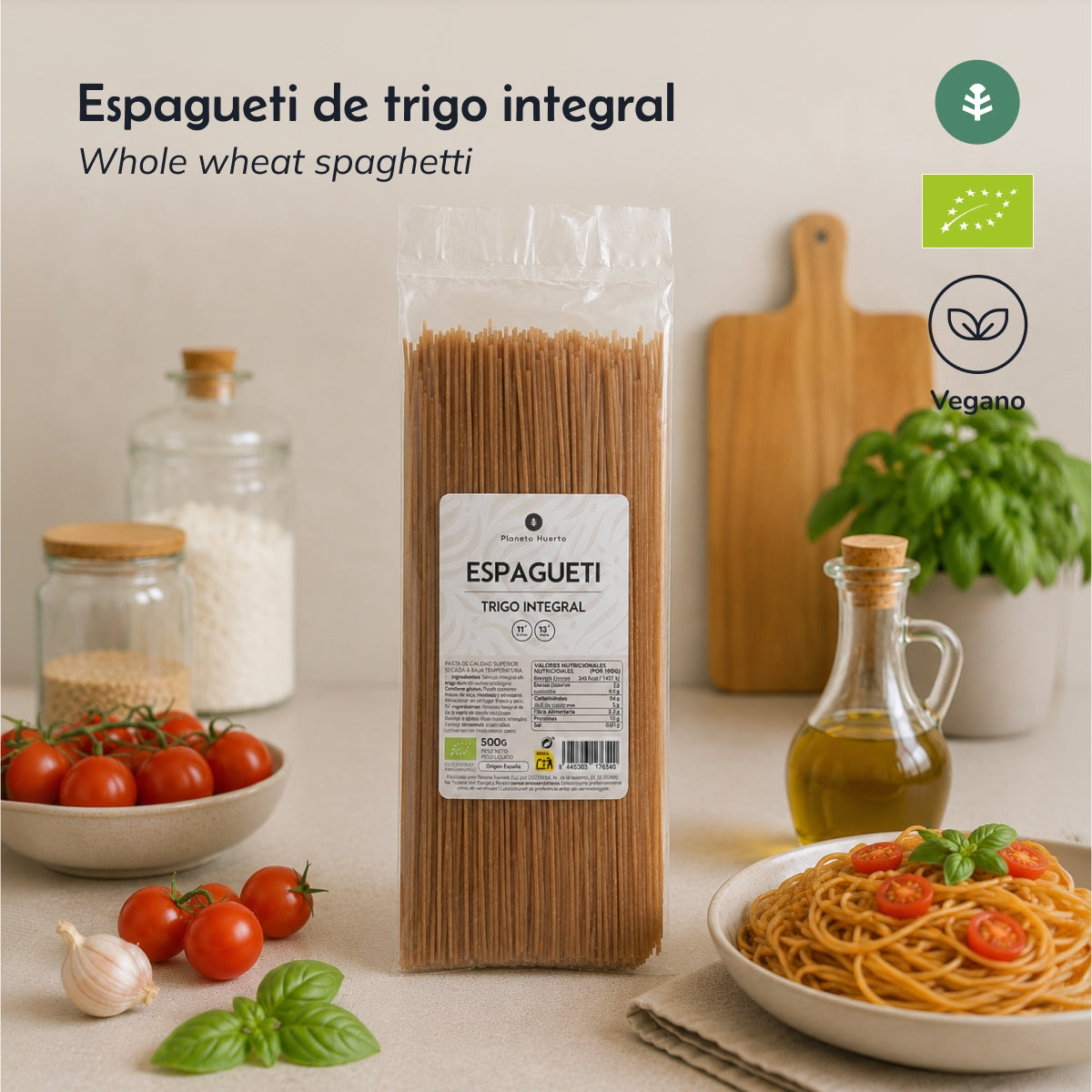 Whole wheat spaghetti ECO Planeta Huerto 500gr