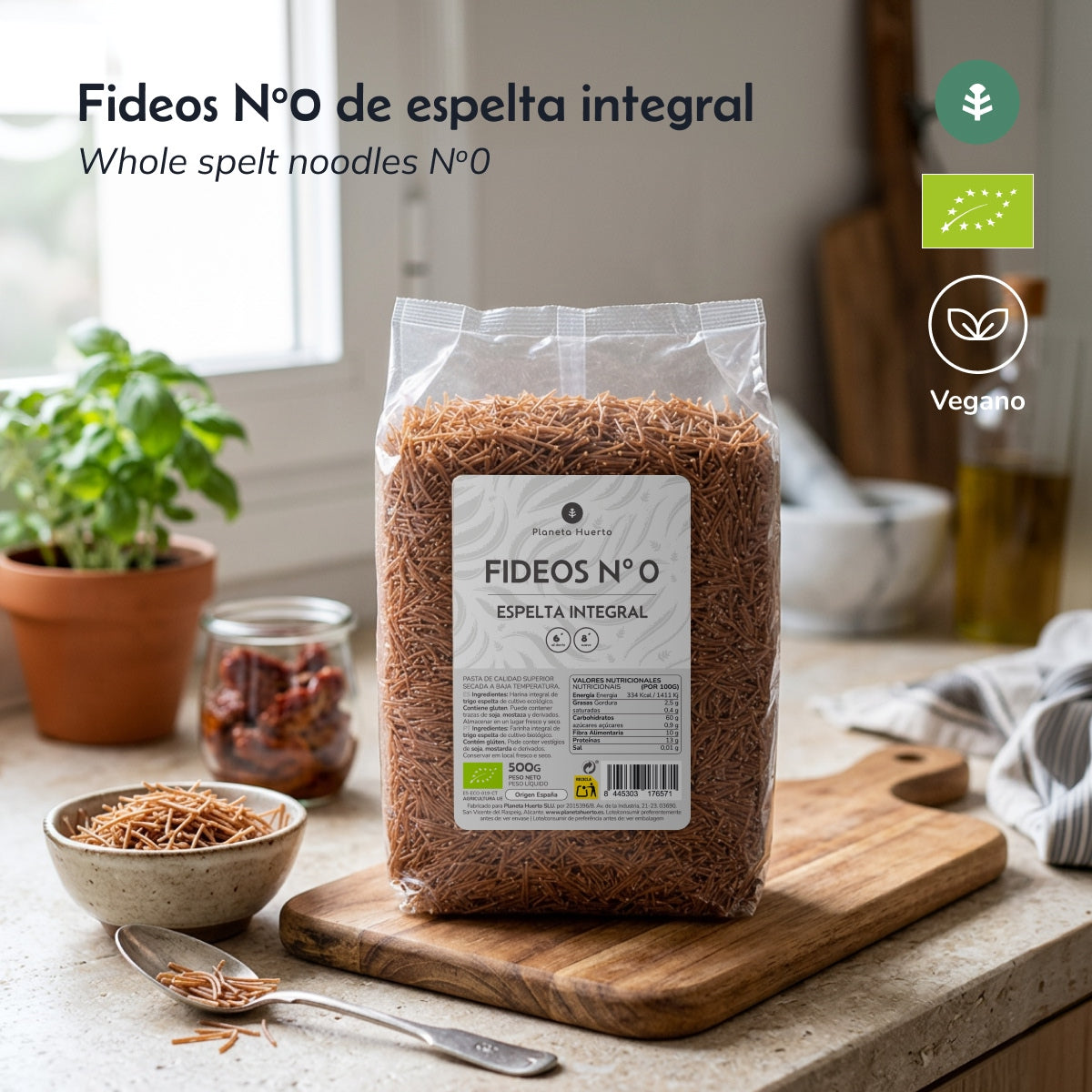 Organic wholemeal spelt noodles No. 0 ECO Planeta Huerto 5 kg