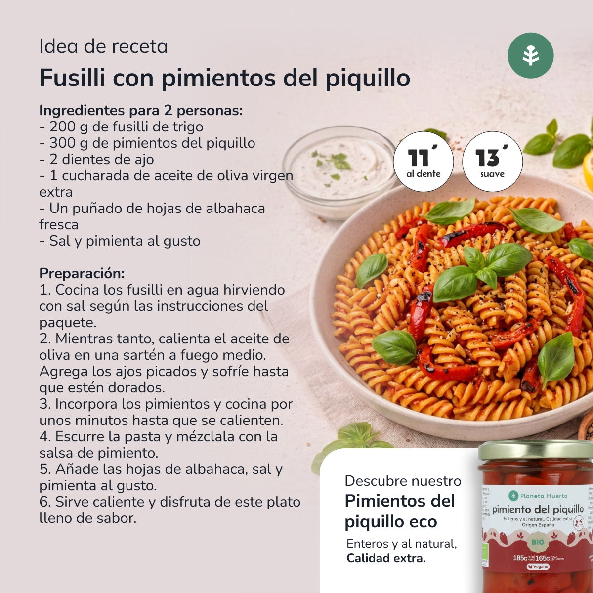 Fussilli of wheat ECO Planeta Huerto 500gr