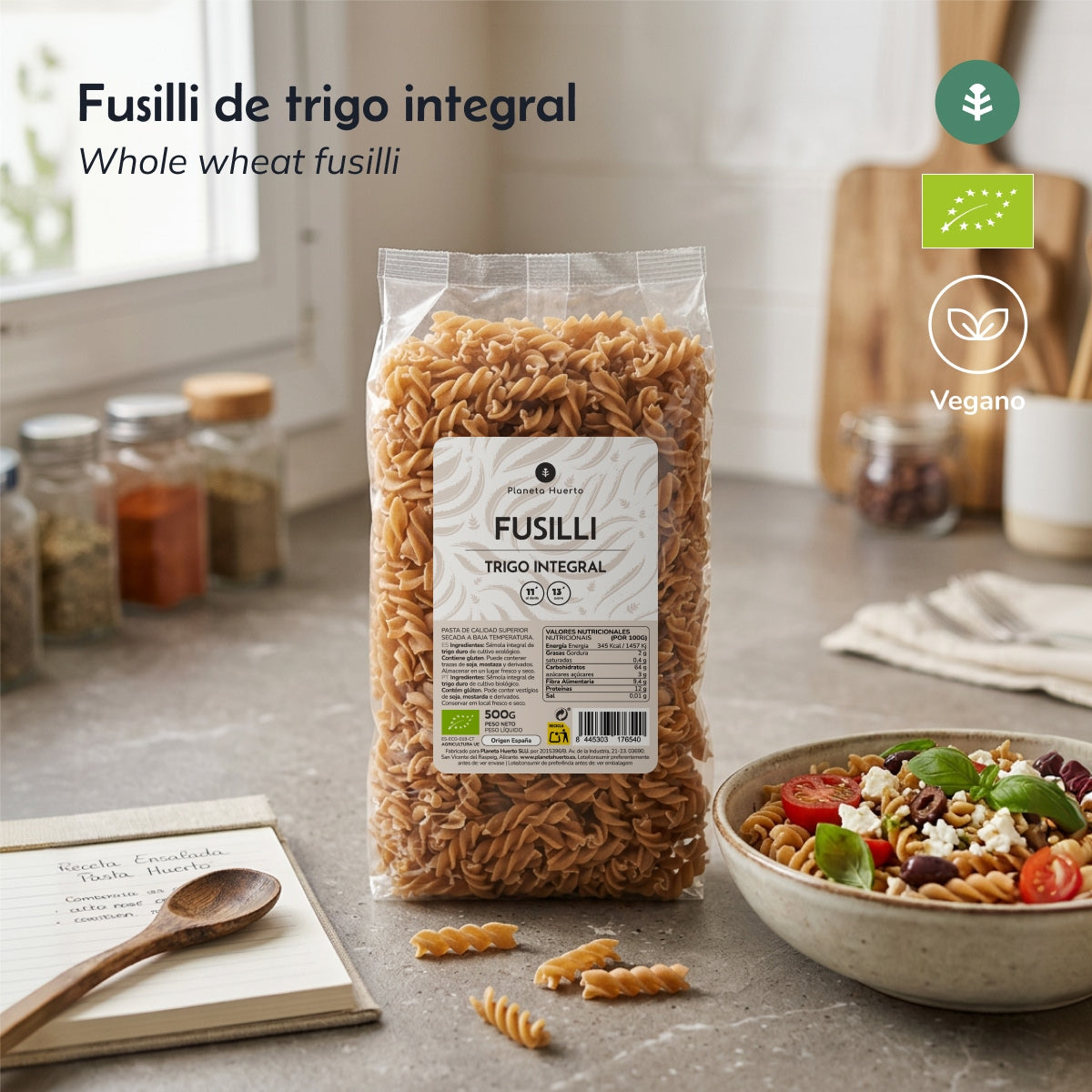 Whole wheat fussilli ECO Planeta Huerto 500gr