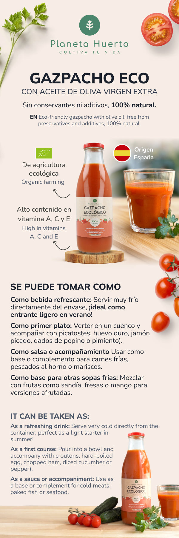 Planeta Huerto Organic Traditional Gazpacho with EVOO 1L