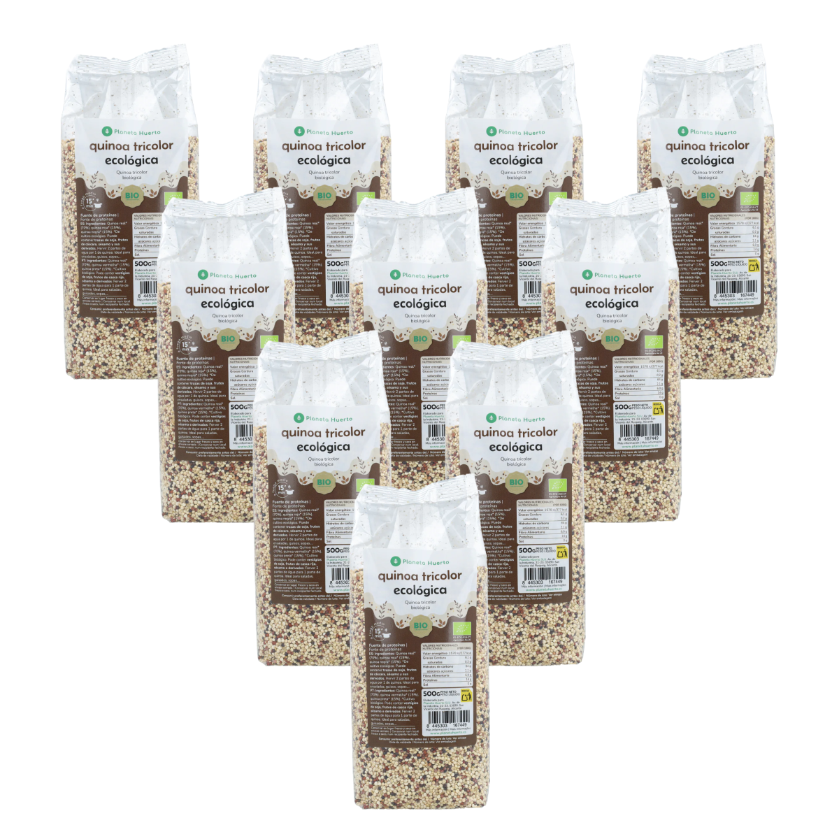 Pack of 10x Planeta Huerto Organic Tricolour Quinoa 500 g