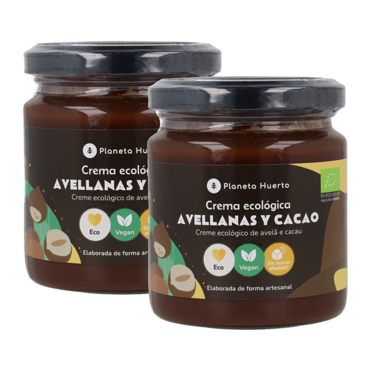 Pack of 2 ECO Planeta Huerto Hazelnut and Cocoa Spread with no added sugar 230 g