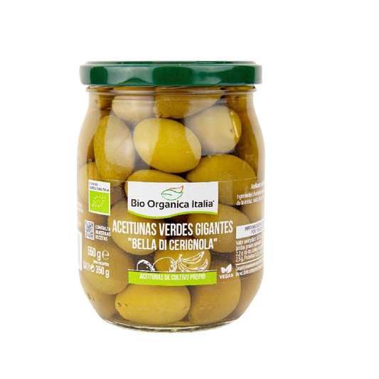 Organic Giant Green Olives, Italy 550 g