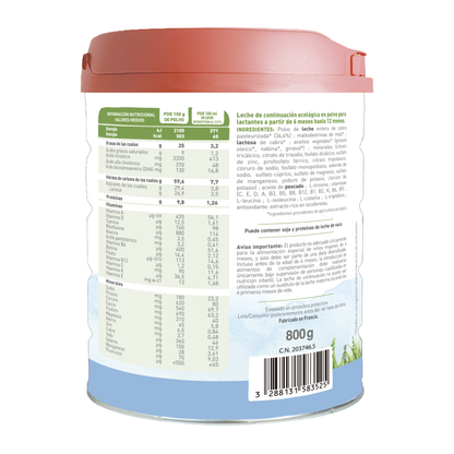 Caprea 2 Goat's Milk (babies aged 6 to 12 months) Organic Babybio 800 g