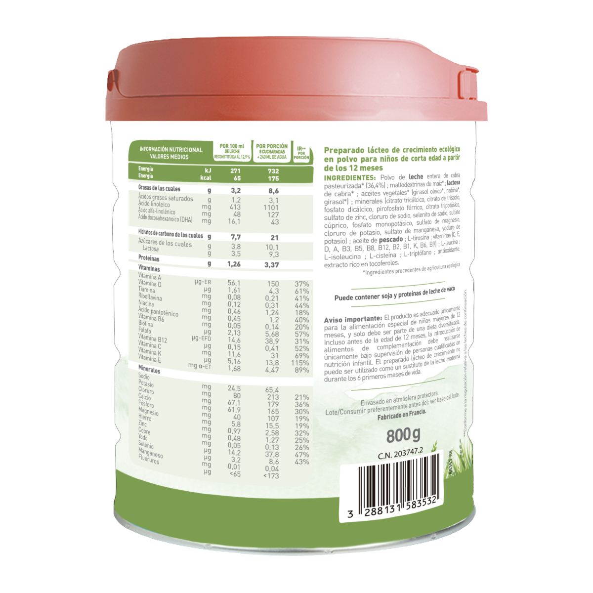 Caprea 3 Organic Goat's Milk (from 12 months to 3 years) Organic 800g Babybio