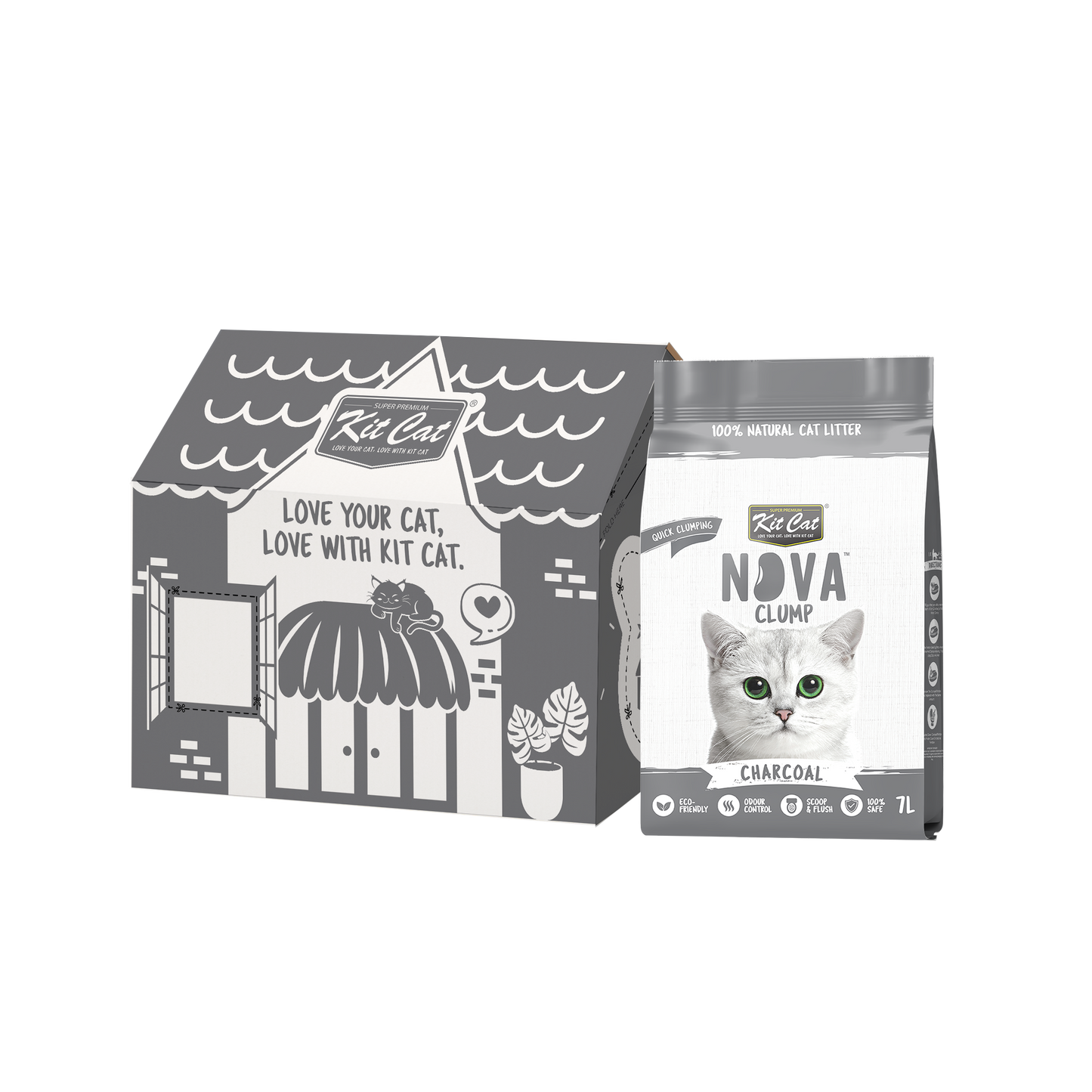 Eco SoyaClump Cat Litter Kit - Charcoal 7 L Cat litter