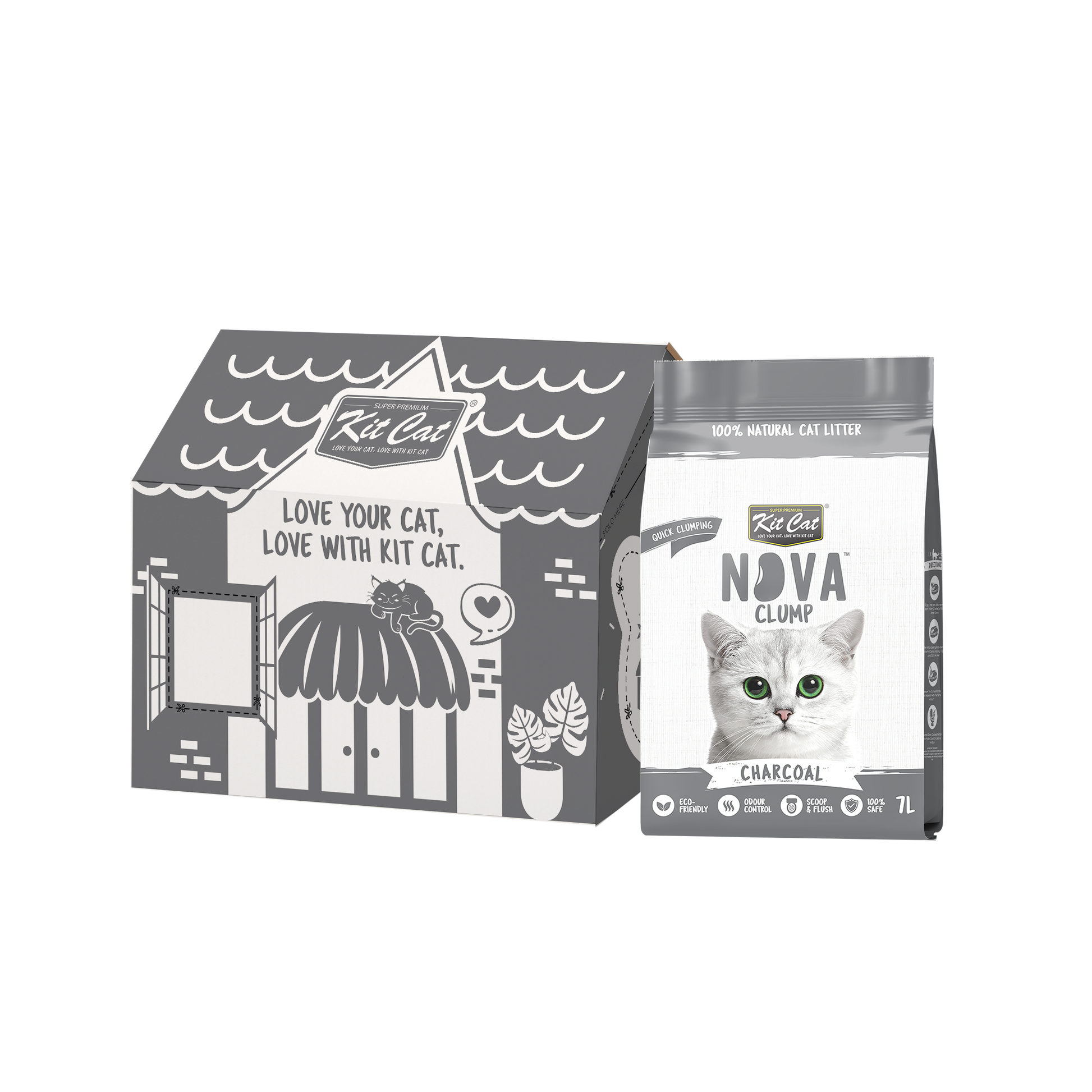 Eco SoyaClump Cat Litter Kit - Charcoal 7 L Cat litter