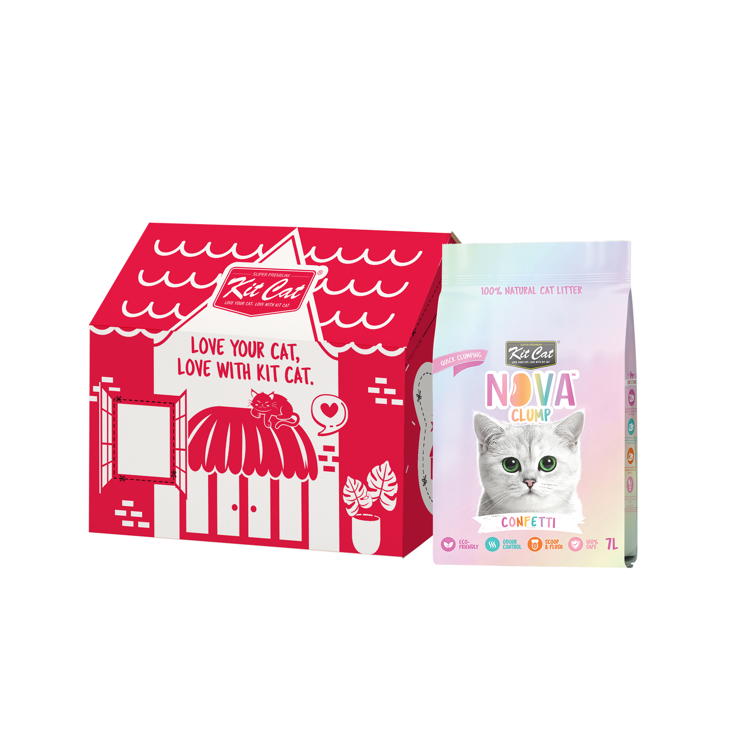 Eco SoyaClump Cat Litter Kit - Confetti 7 L Cat litter