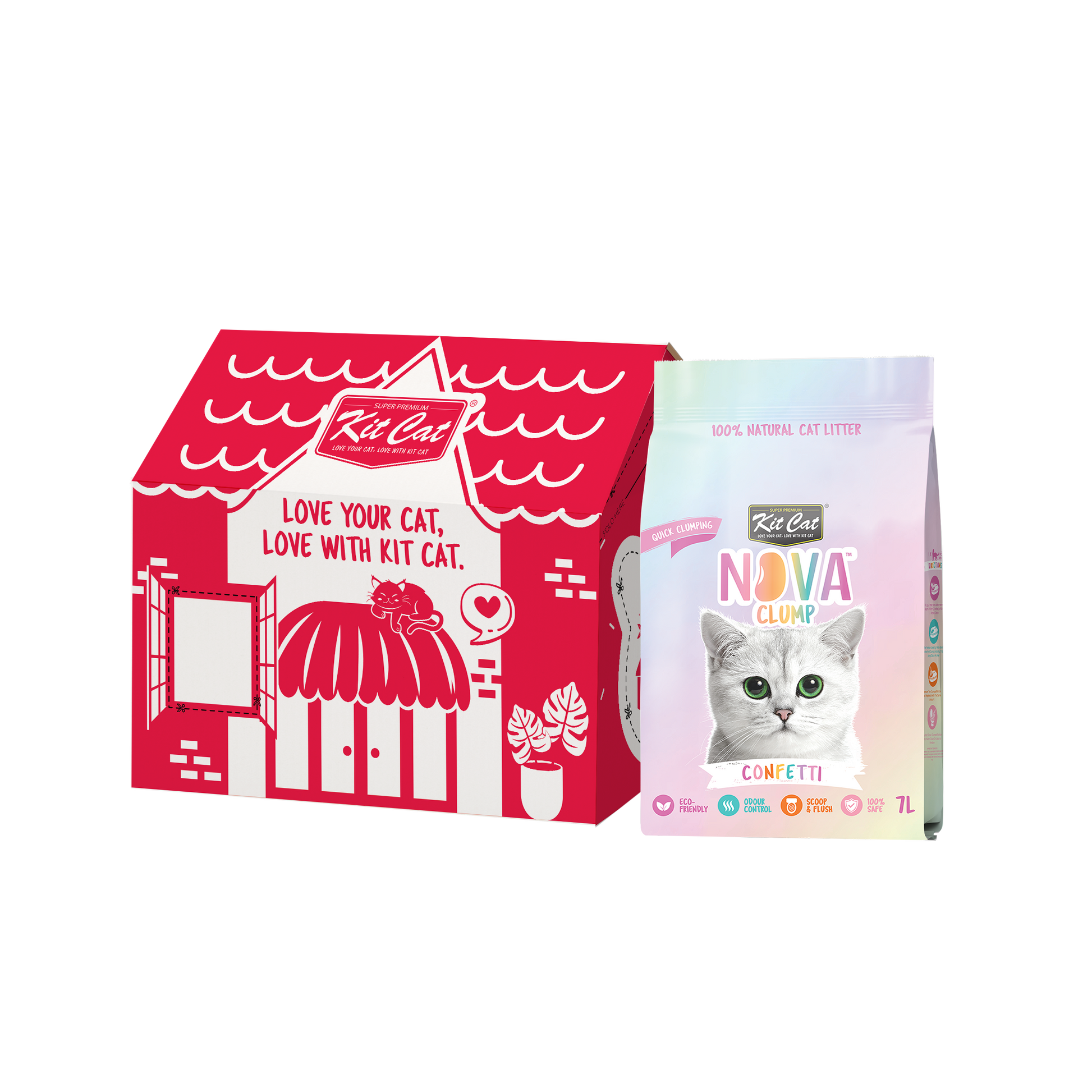 Eco SoyaClump Cat Litter Kit - Confetti 7 L Cat litter