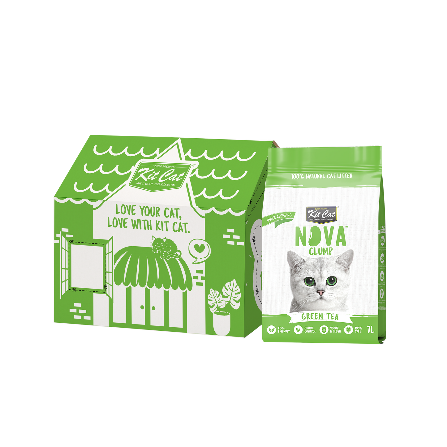 Kit Cat Eco SoyaClump Litter - Green Tea 7 L Cat litter