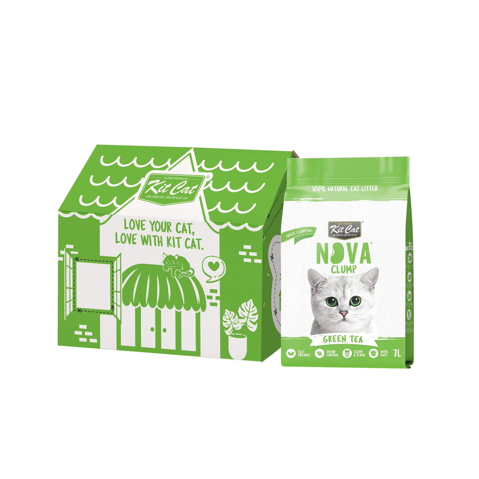 Kit Cat Eco SoyaClump Litter - Green Tea 7 L Cat litter