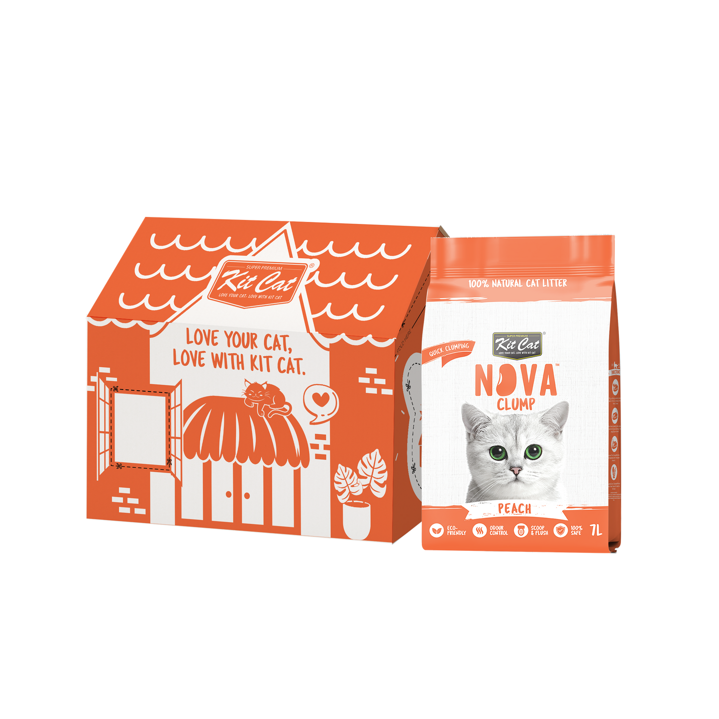 Kit Cat Eco SoyaClump Cat Litter - Peach 7 L Cat litter