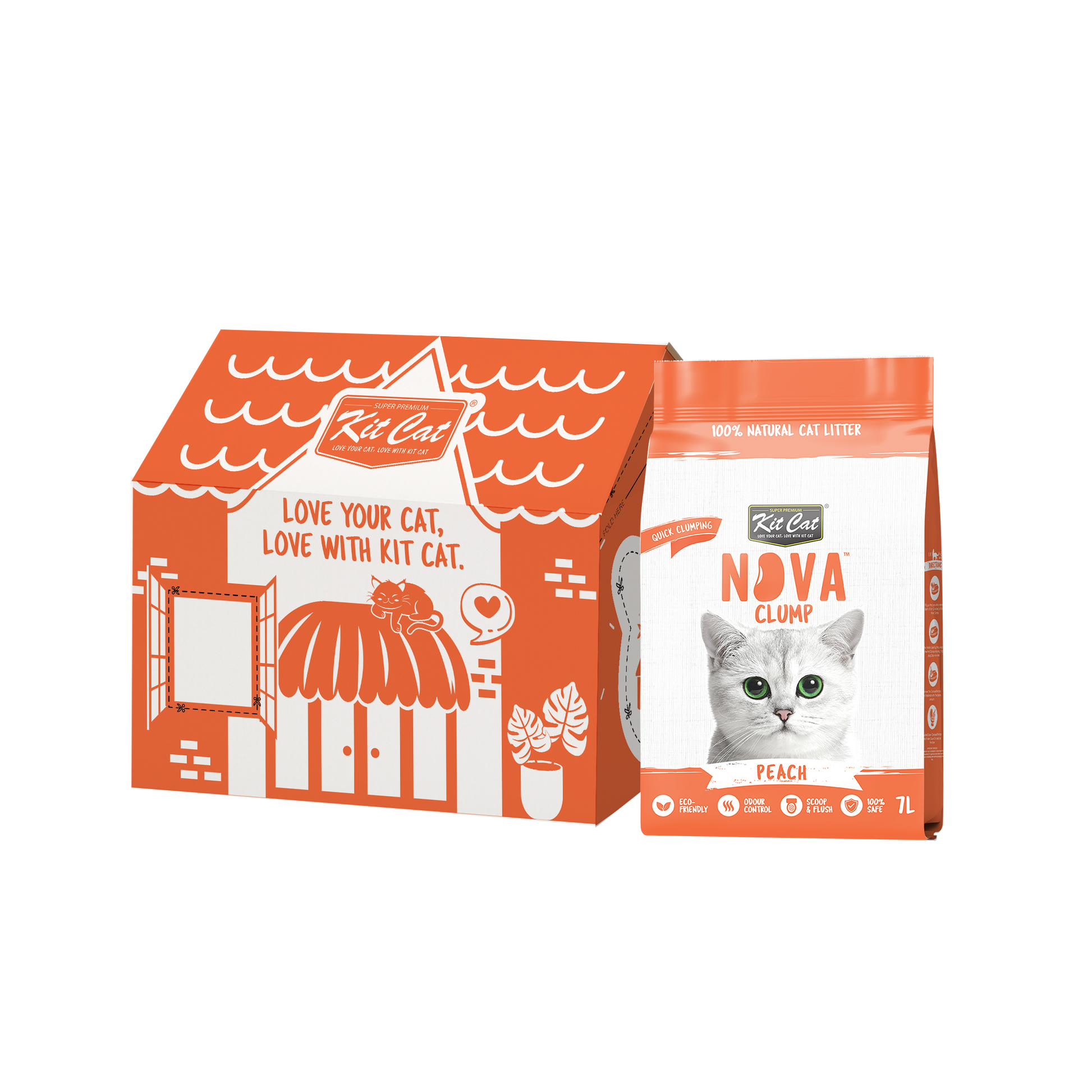 Kit Cat Eco SoyaClump Cat Litter - Peach 7 L Cat litter