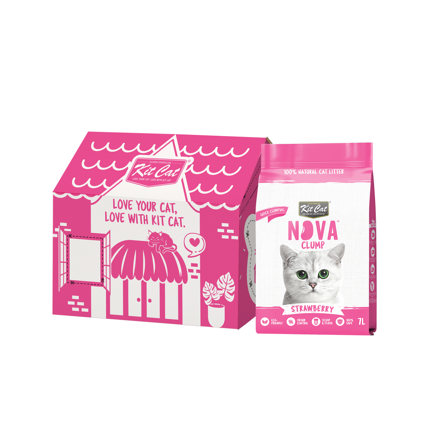 Cat Litter Kit Eco SoyaClump - Strawberry 7 L Cat Litter